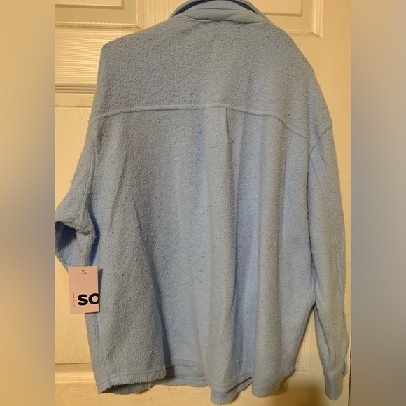 Light Baby Blue Button Up Jacket or Shirt. Has 2 Top Pockets. Fluffy looking. - Picture 2 of 7